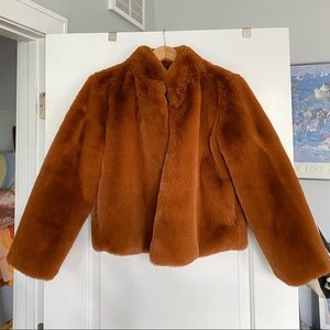 Burnt Orange Faux Fur Bomber Jacket
